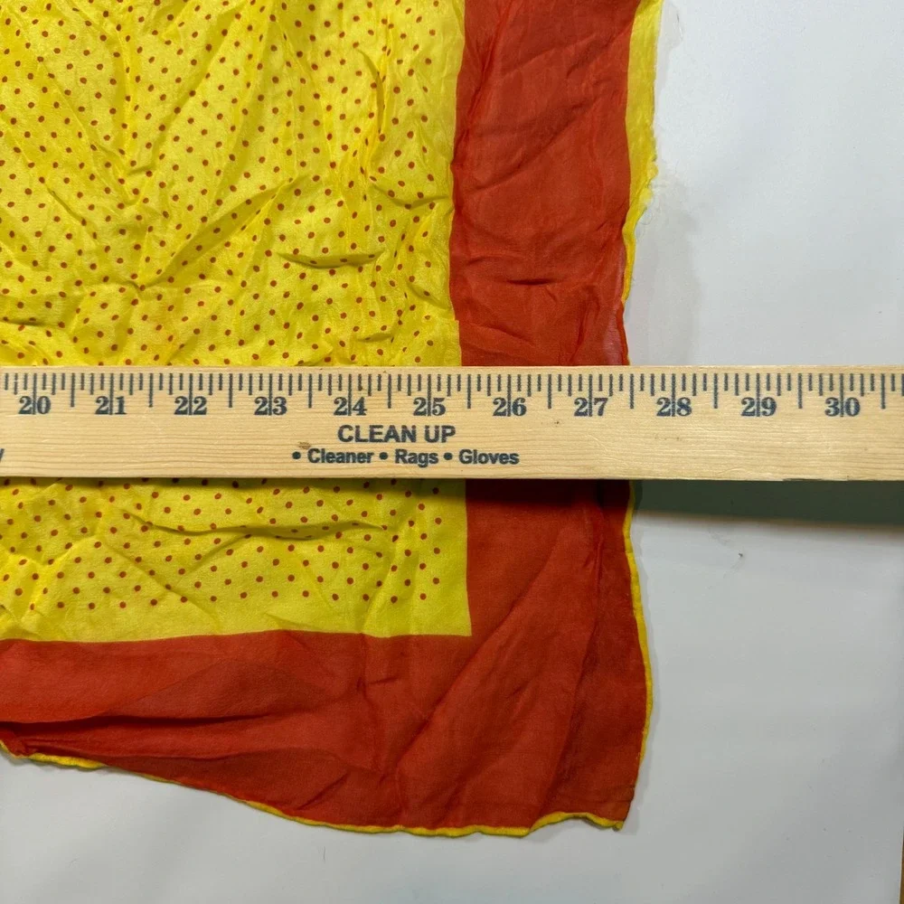 VTG Polka‎ Dot Scarf Womens Yellow & Red Retro Rockabilly Pinup Mod Neckerchief
